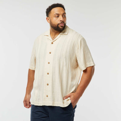 Chemise avec matière fantaisie à manches courtes BLANC