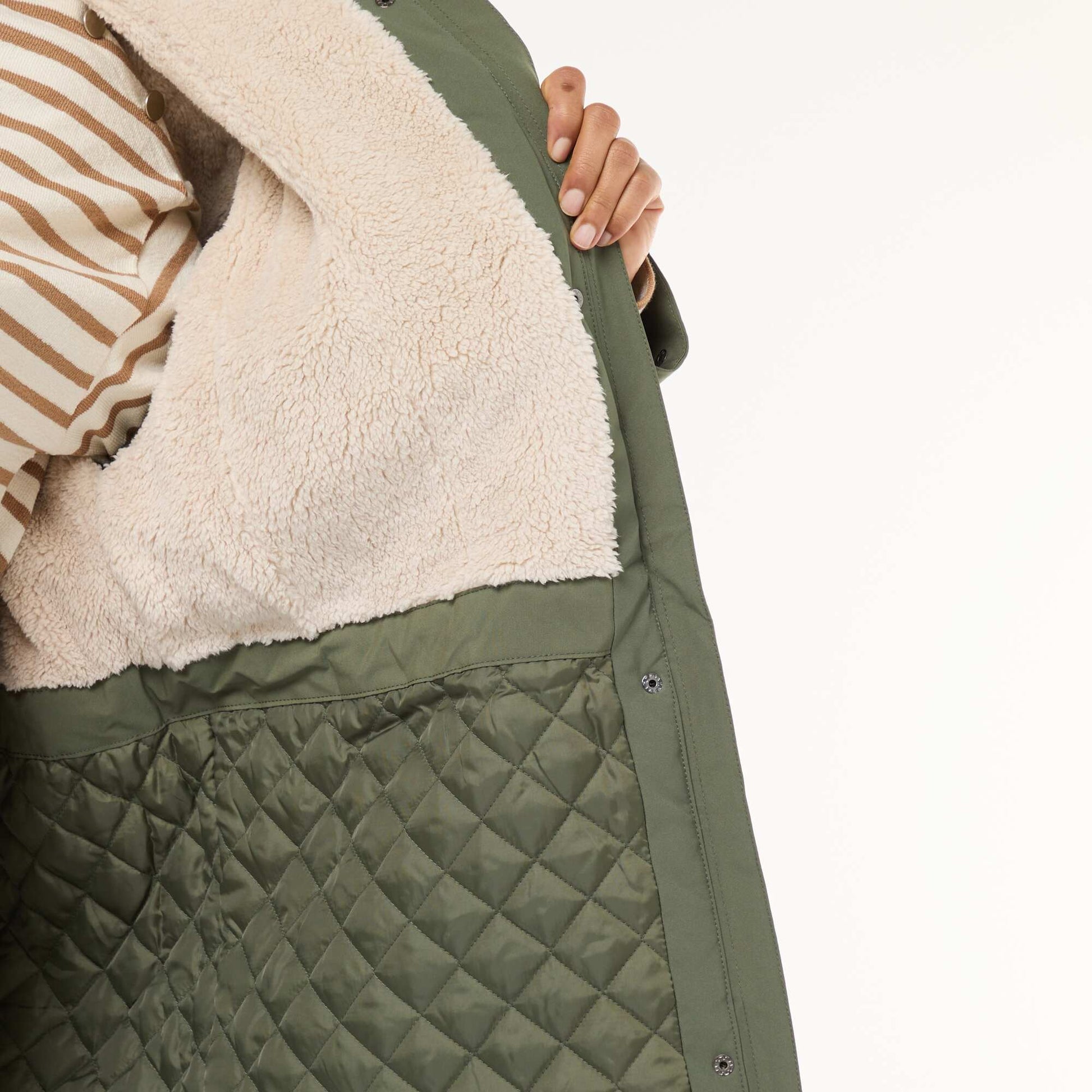 Parka déperlante à capuche moutonnée KAKI