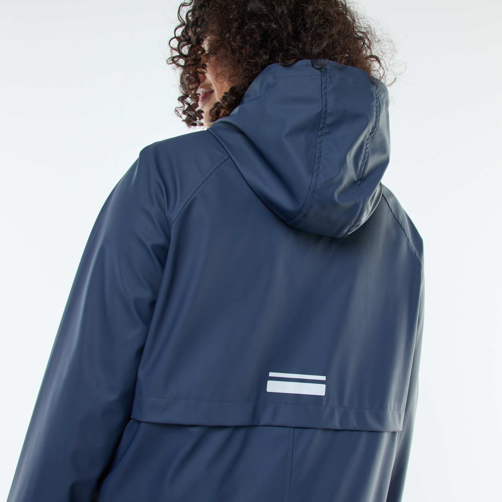 Parka longue déperlante avec détails réfléchissants BLEU