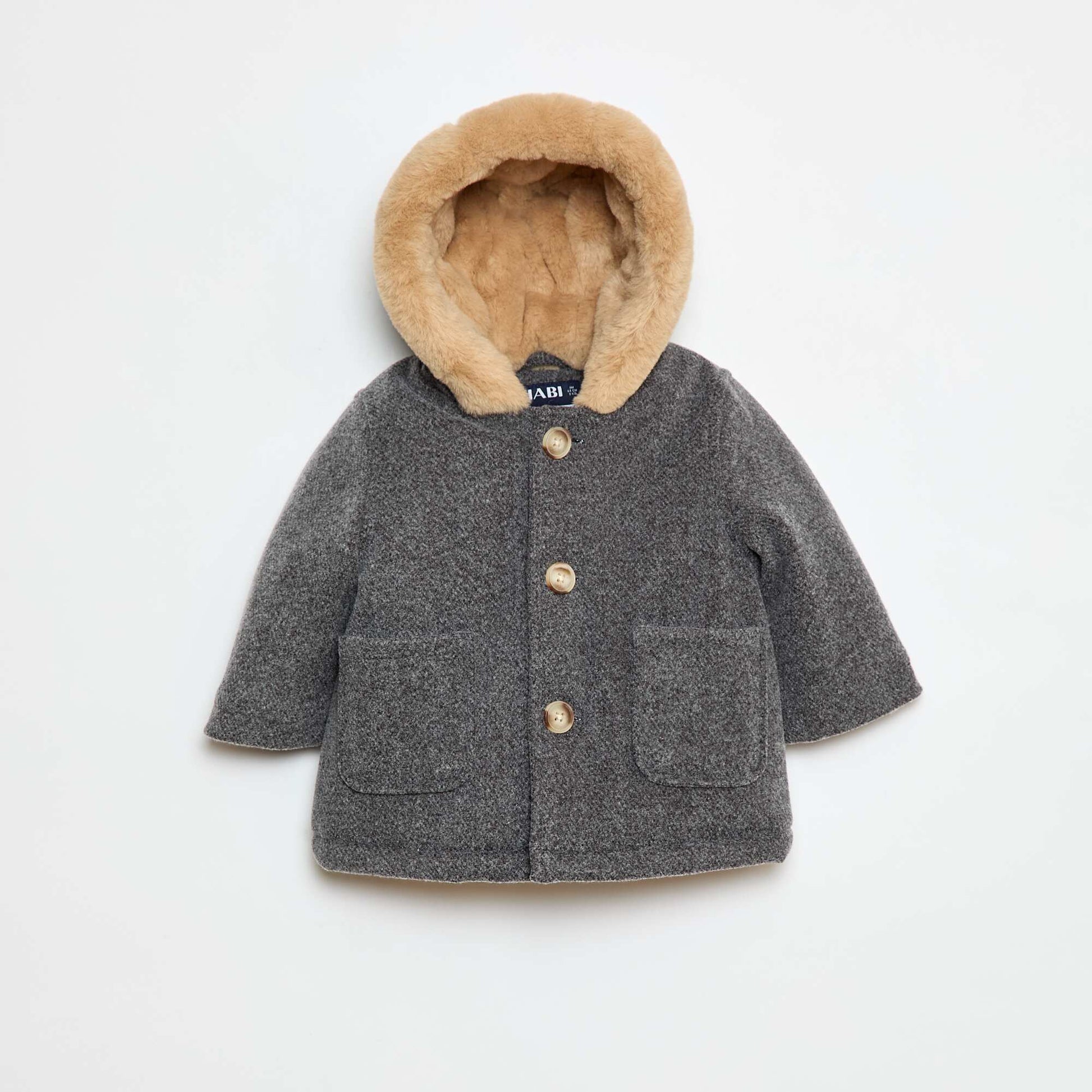 Manteau avec capuche douce GRIS