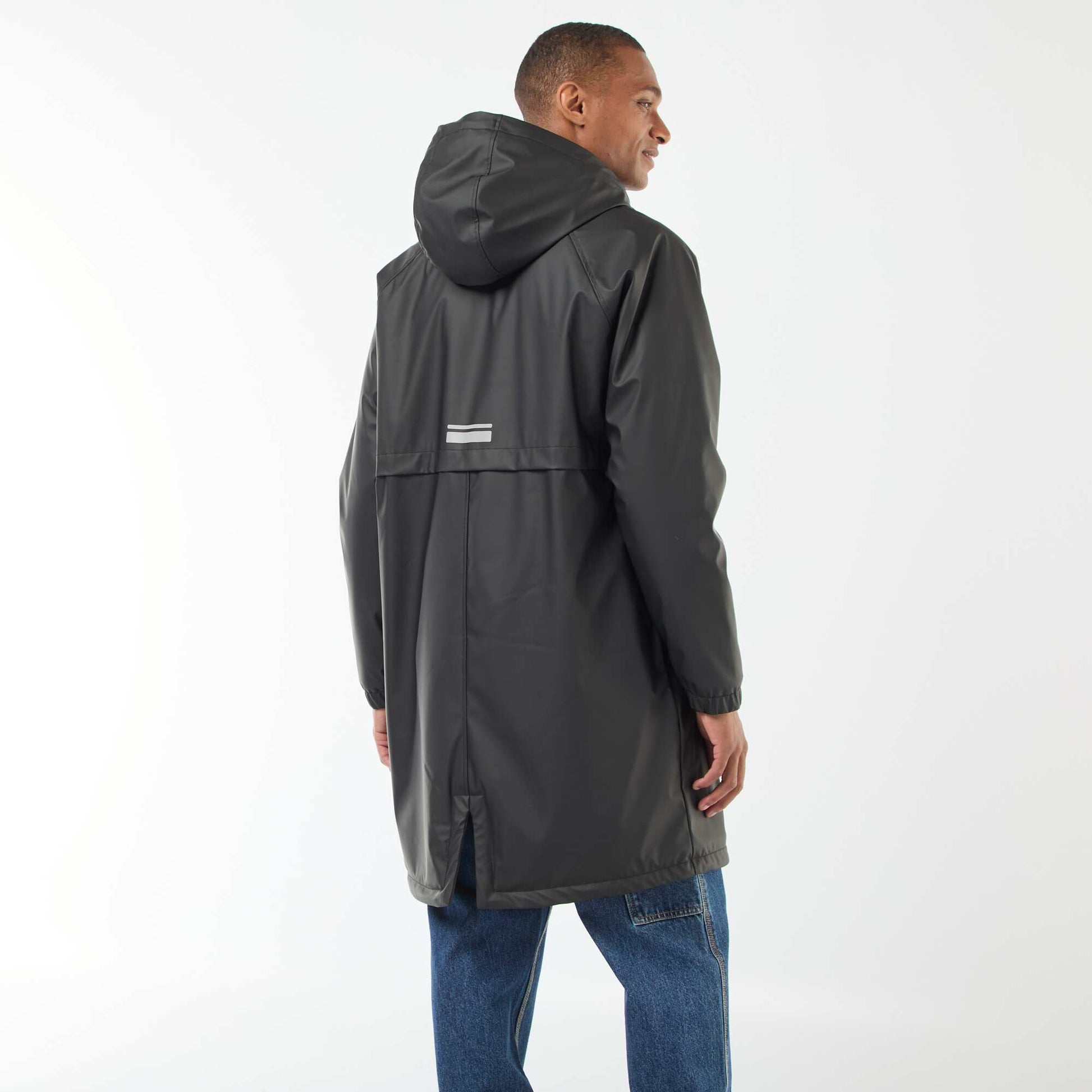 Parka longues déperlantes à capuche avec doublure chaude NOIR