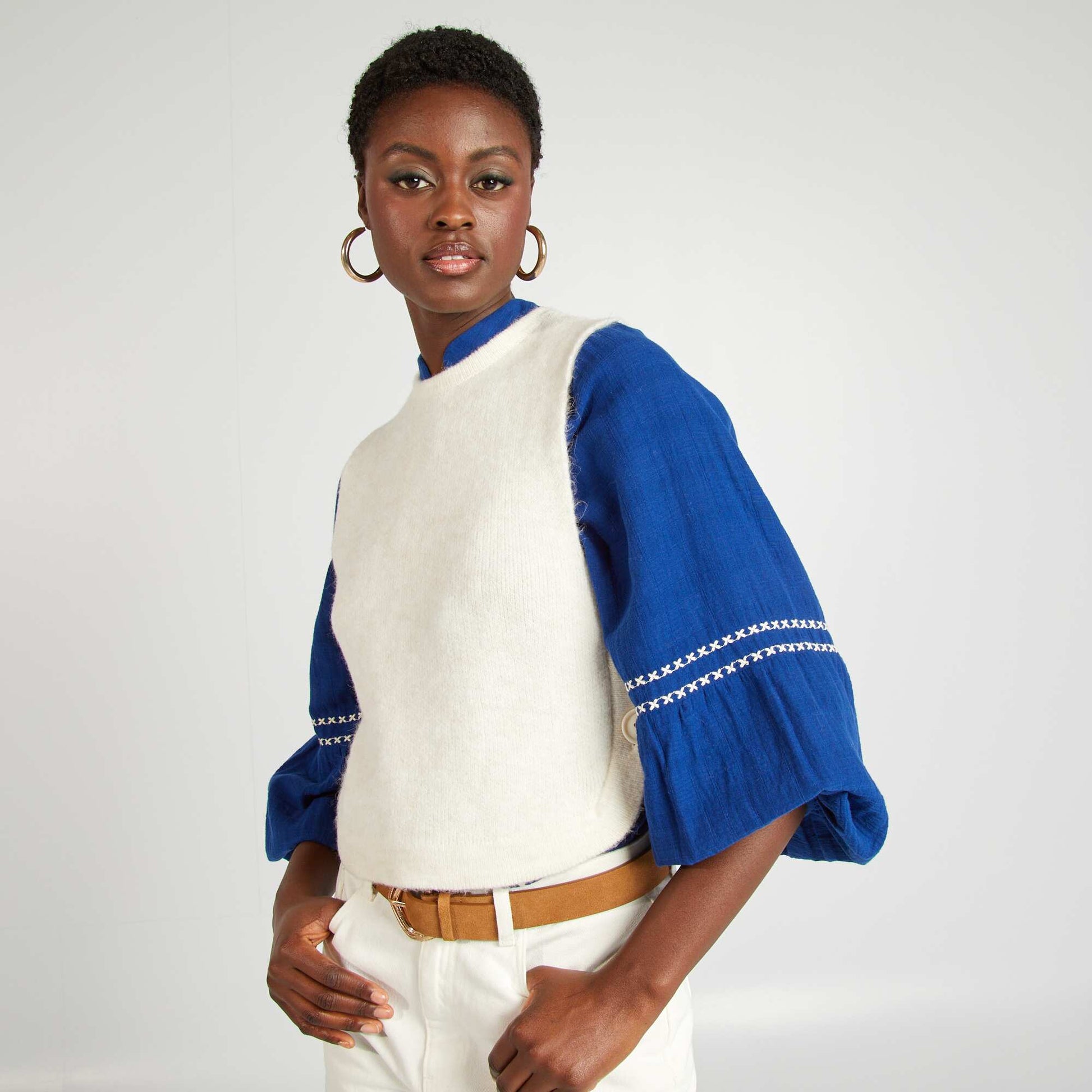Pull sans manches ECRU