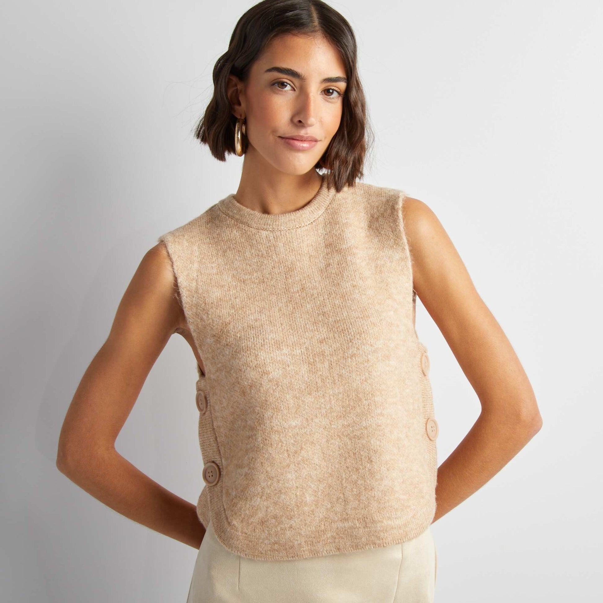 Pull sans manches BEIGE