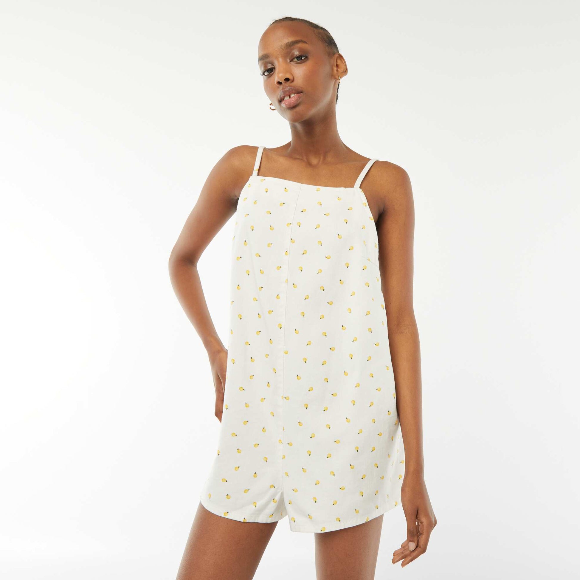 Combinaison short avec dos nu BLANC IMPRIMé