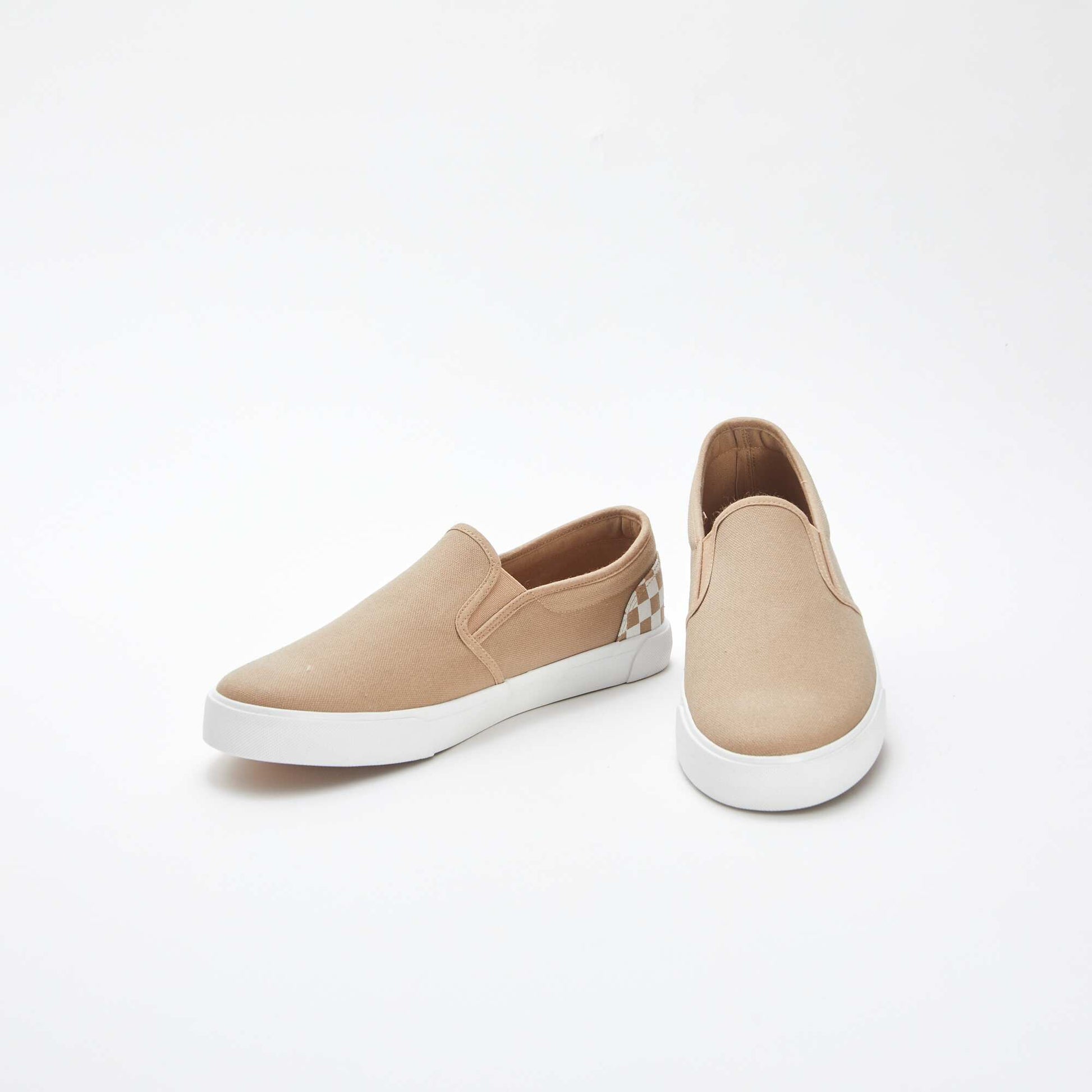 Baskets slip-on avec damier BEIGE