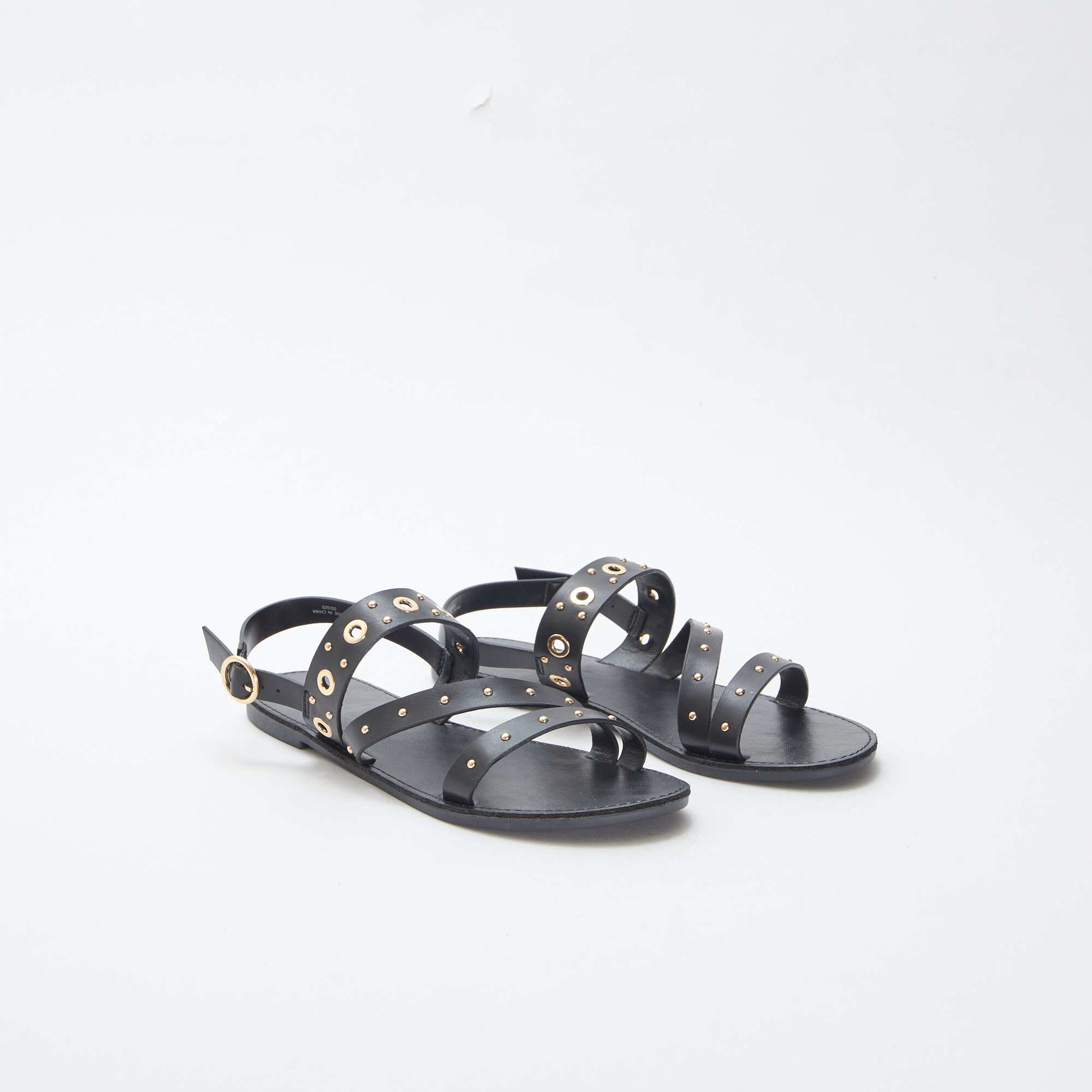 Sandales unies à brides cloutées NOIR