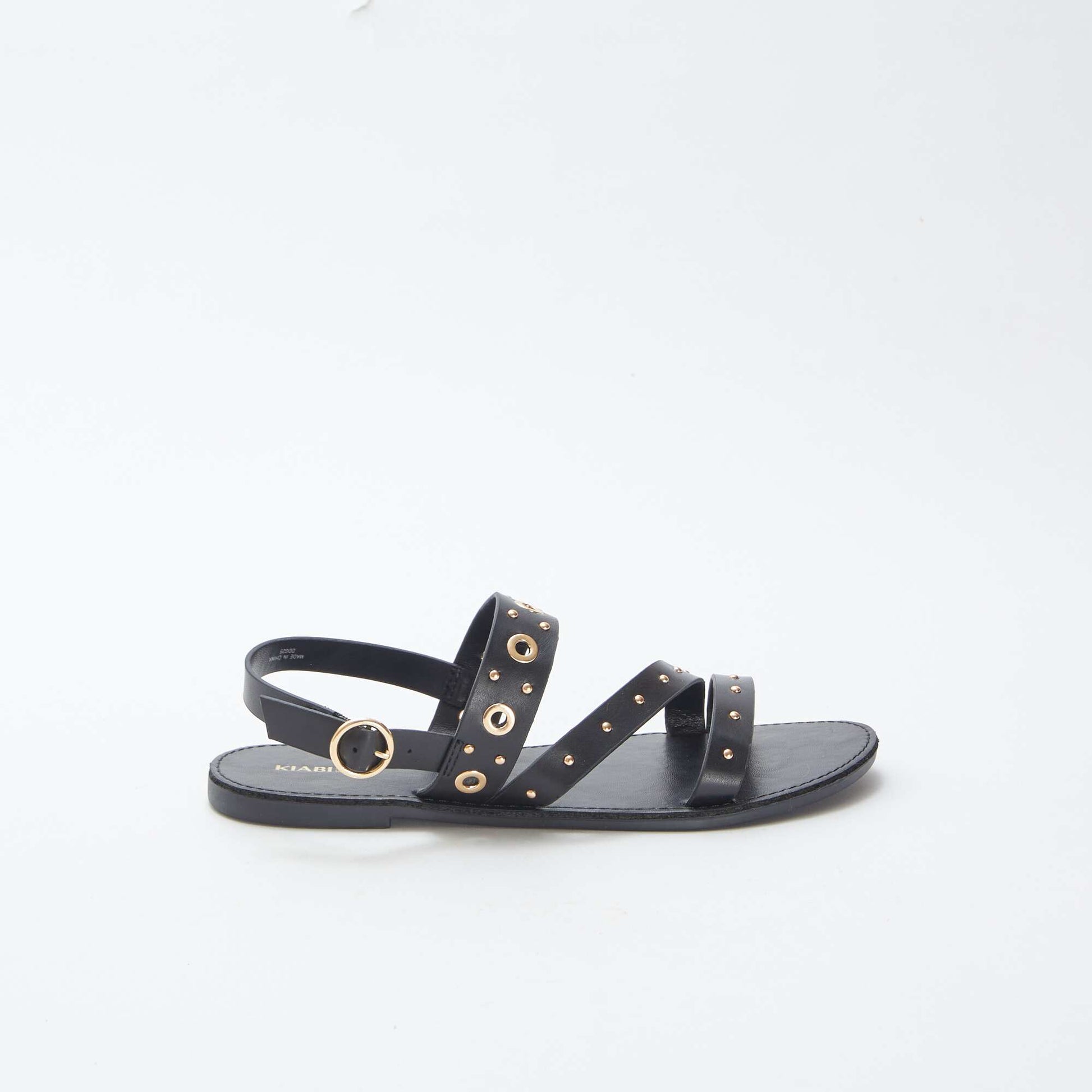 Sandales unies à brides cloutées NOIR