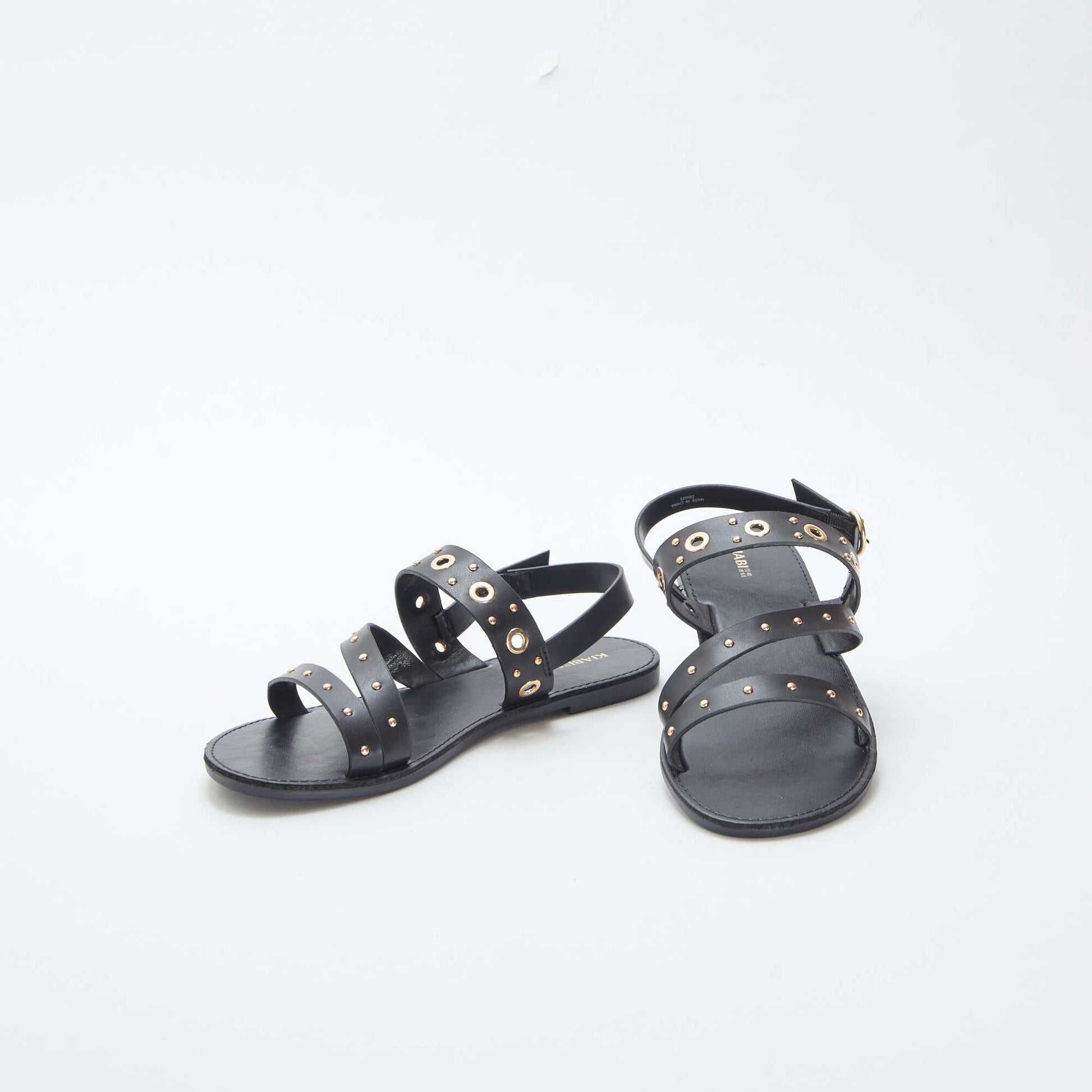 Sandales unies à brides cloutées NOIR