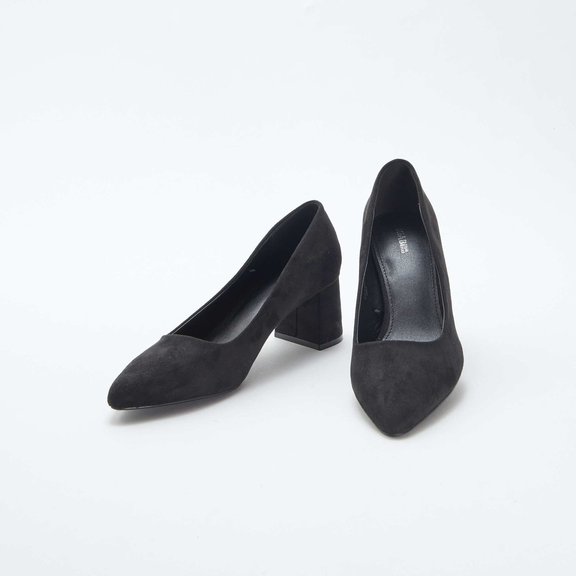 Escarpins en suédine avec talons carrés NOIR