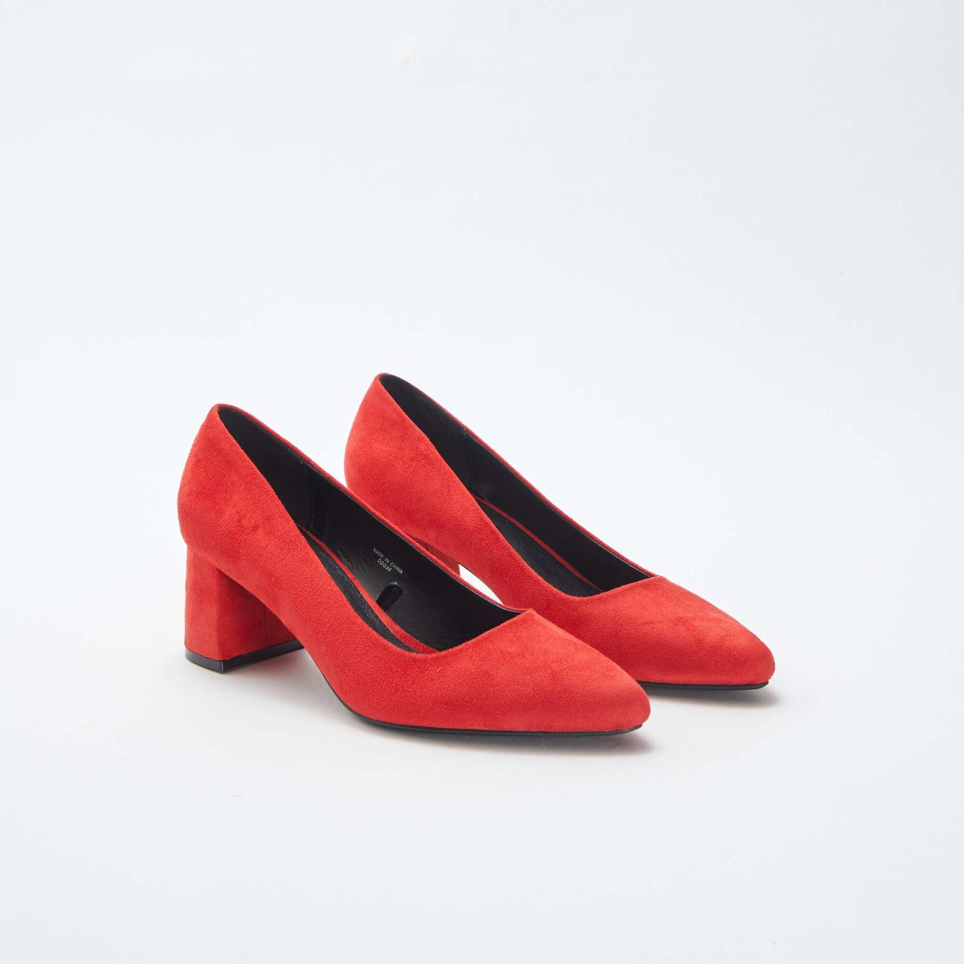 Escarpins en suédine avec talons carrés ROUGE