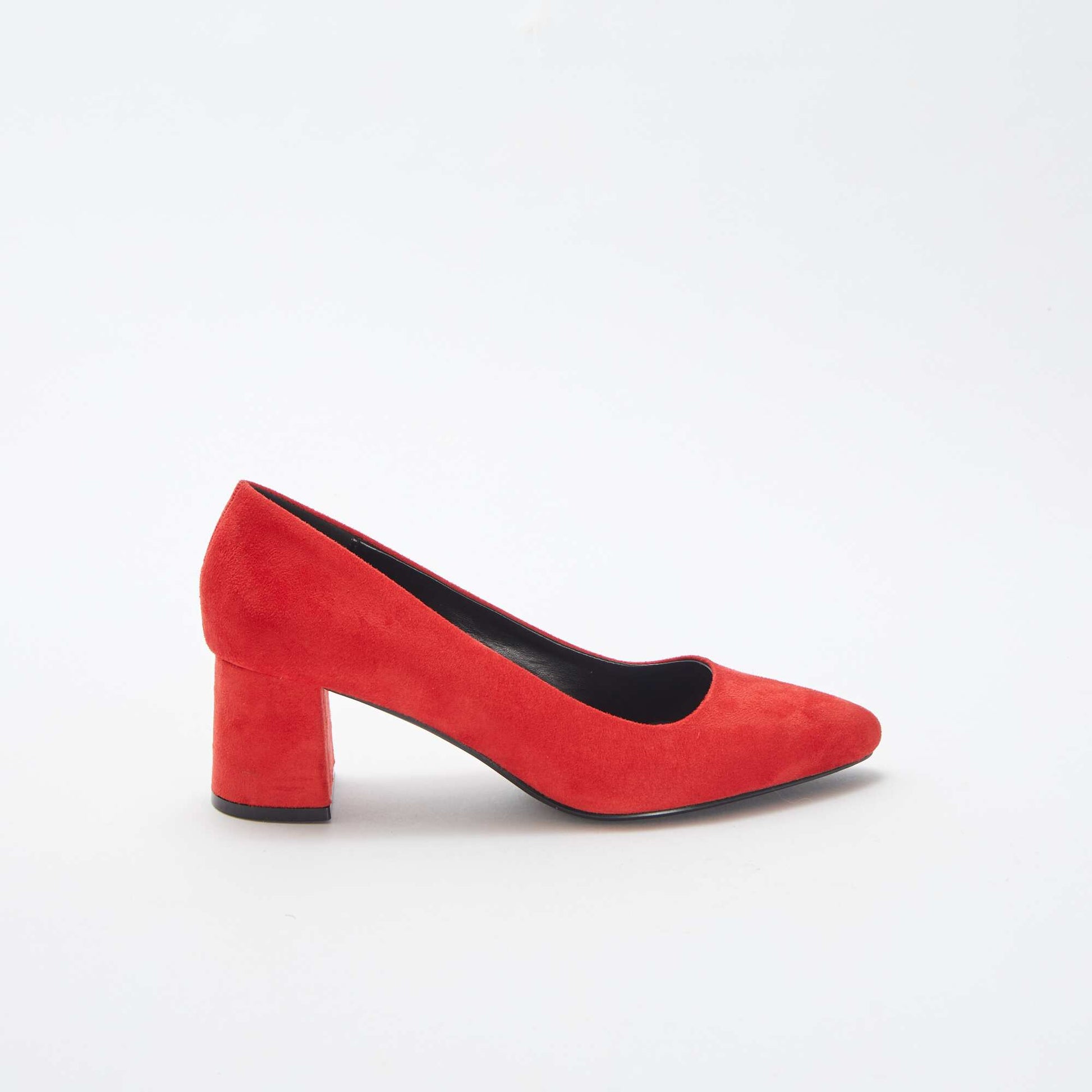 Escarpins en suédine avec talons carrés ROUGE