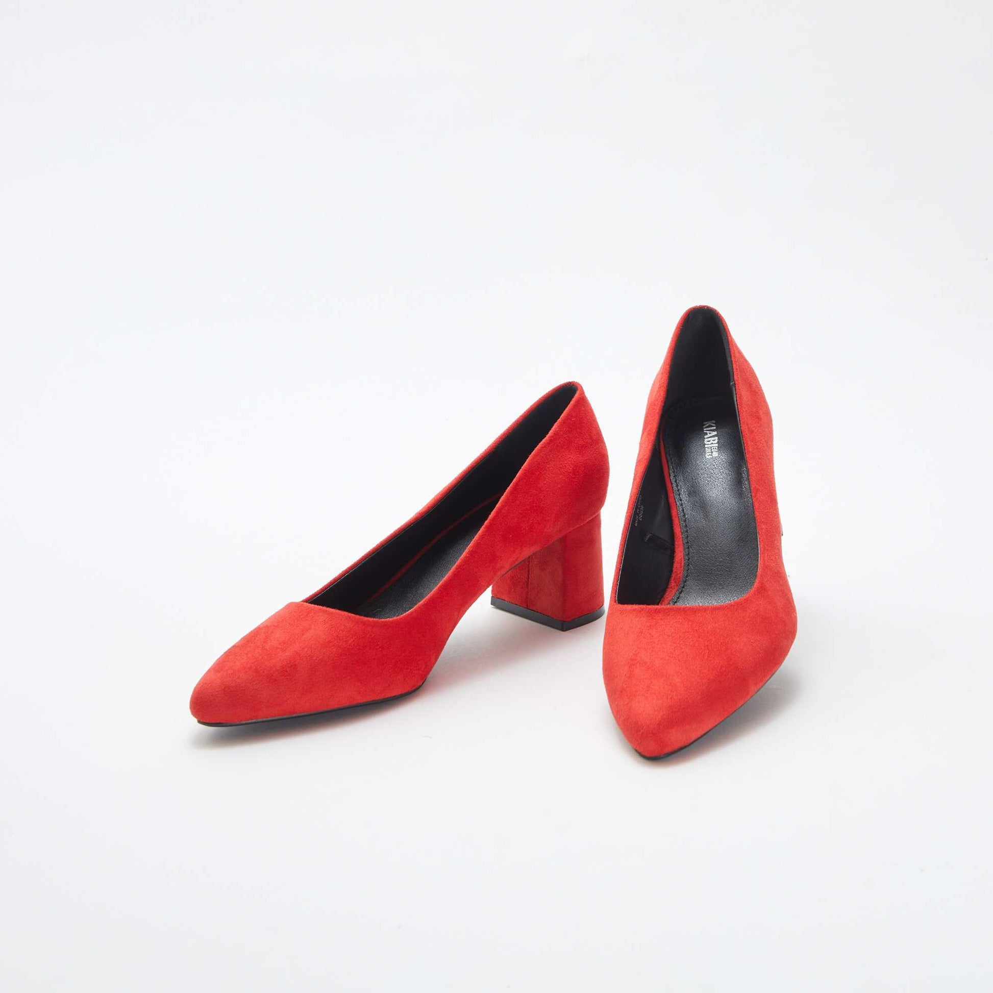 Escarpins en suédine avec talons carrés ROUGE
