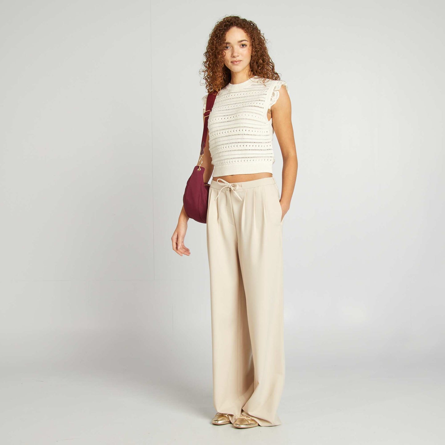 Pull sans manches en crochet BEIGE