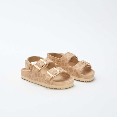Mules double bride motif léopard BEIGE