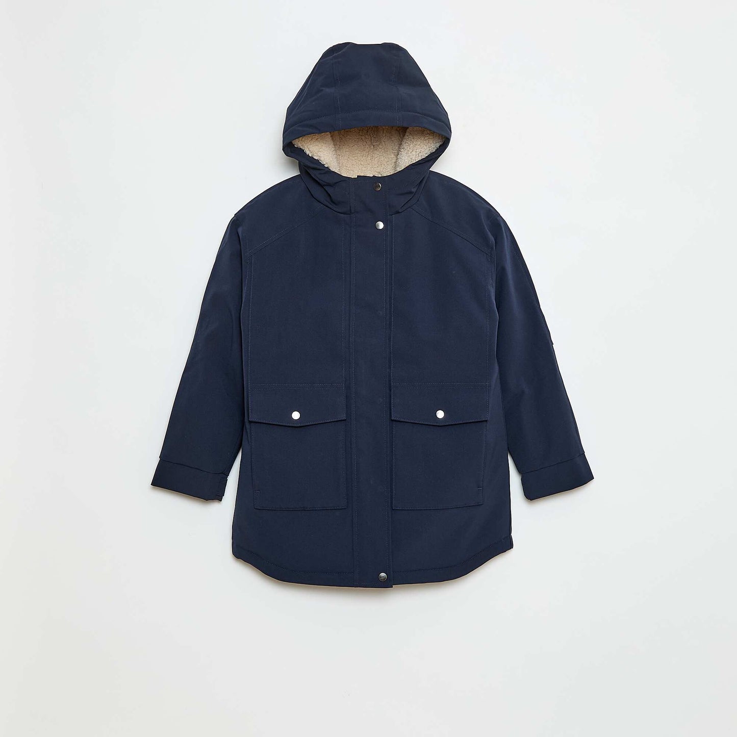 Parka à capuche avec doublure effet moutonnée BLEU