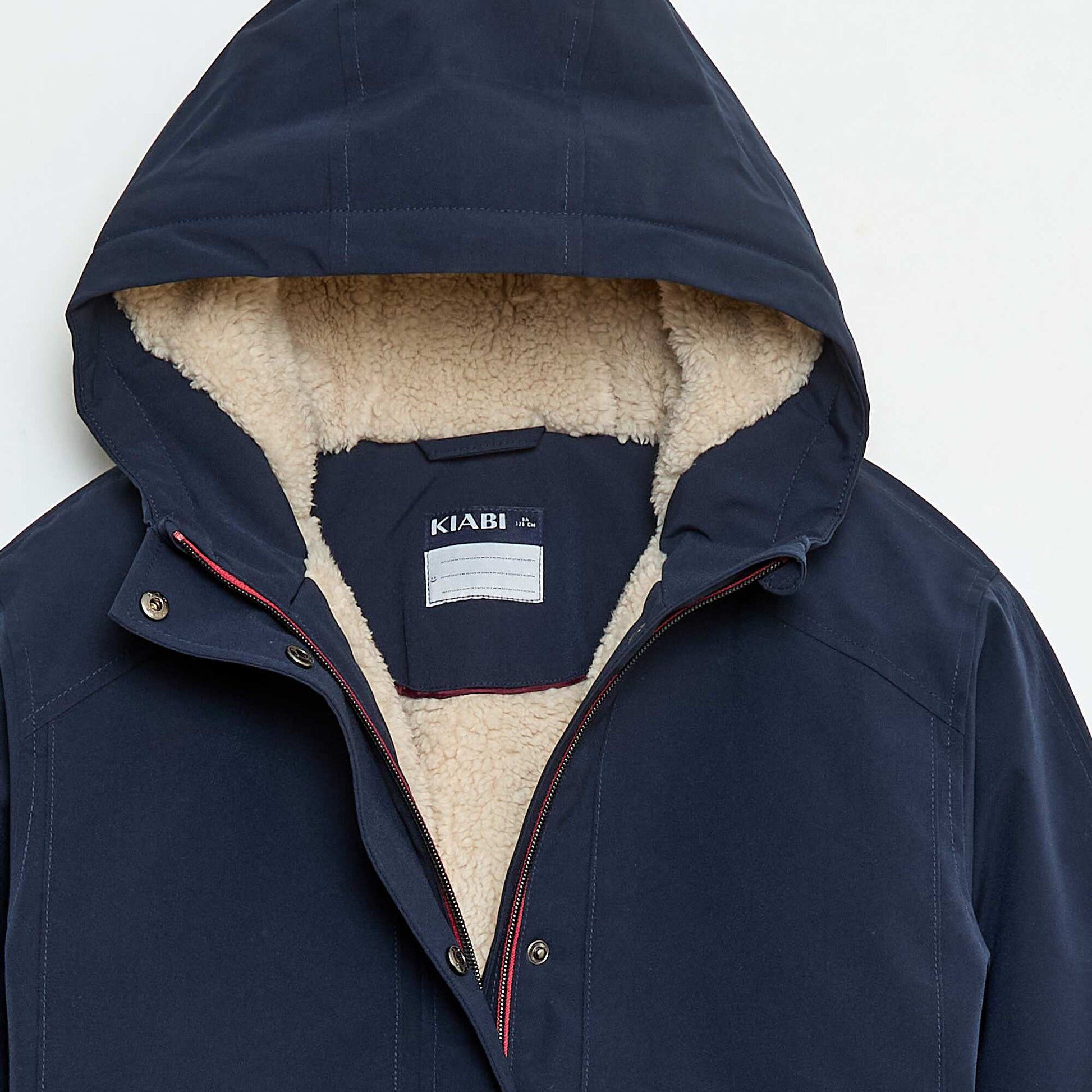Parka à capuche avec doublure effet moutonnée BLEU