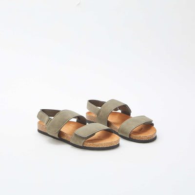 Sandales ouvertes à scratchs KAKI