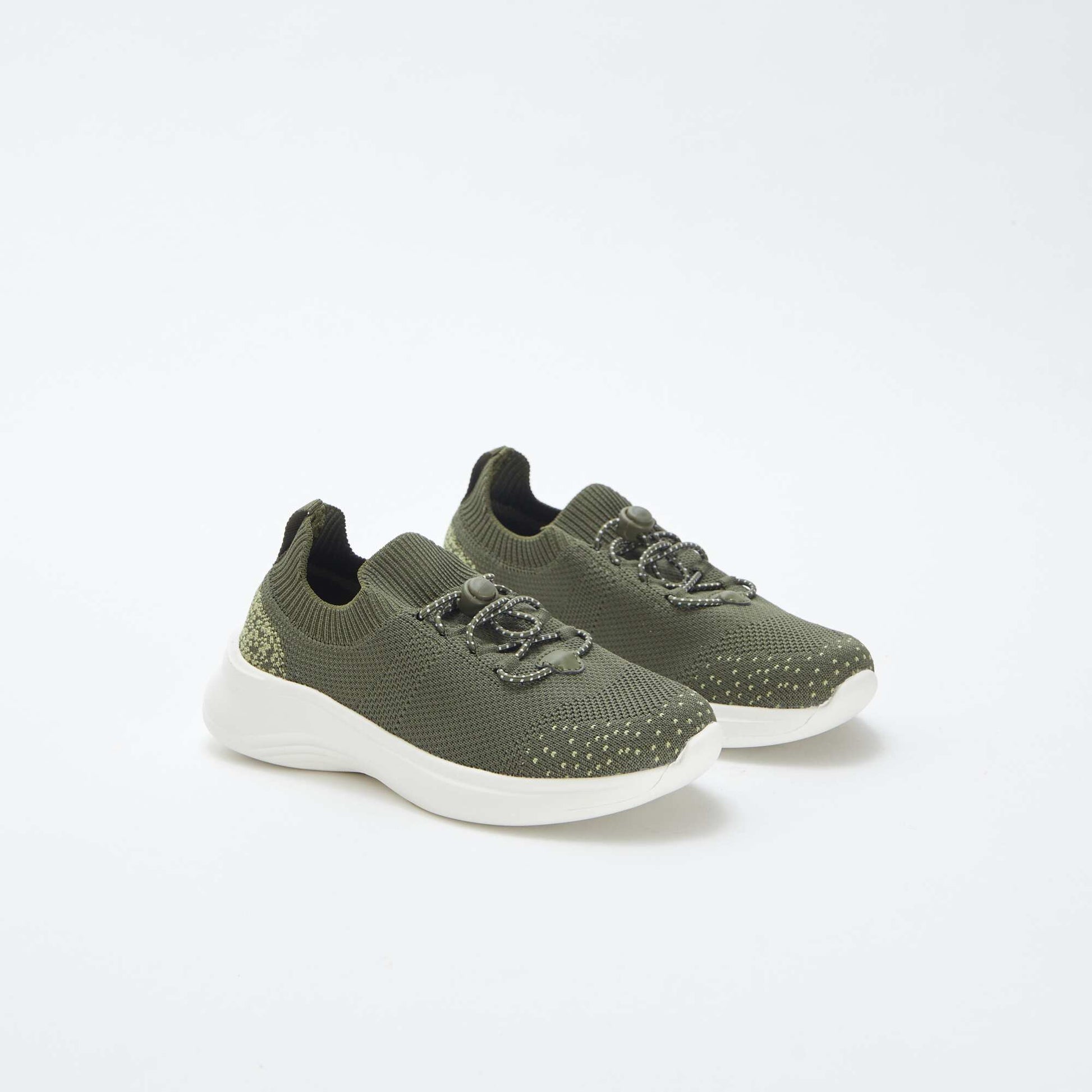 Baskets de running avec lacets élastiques KAKI