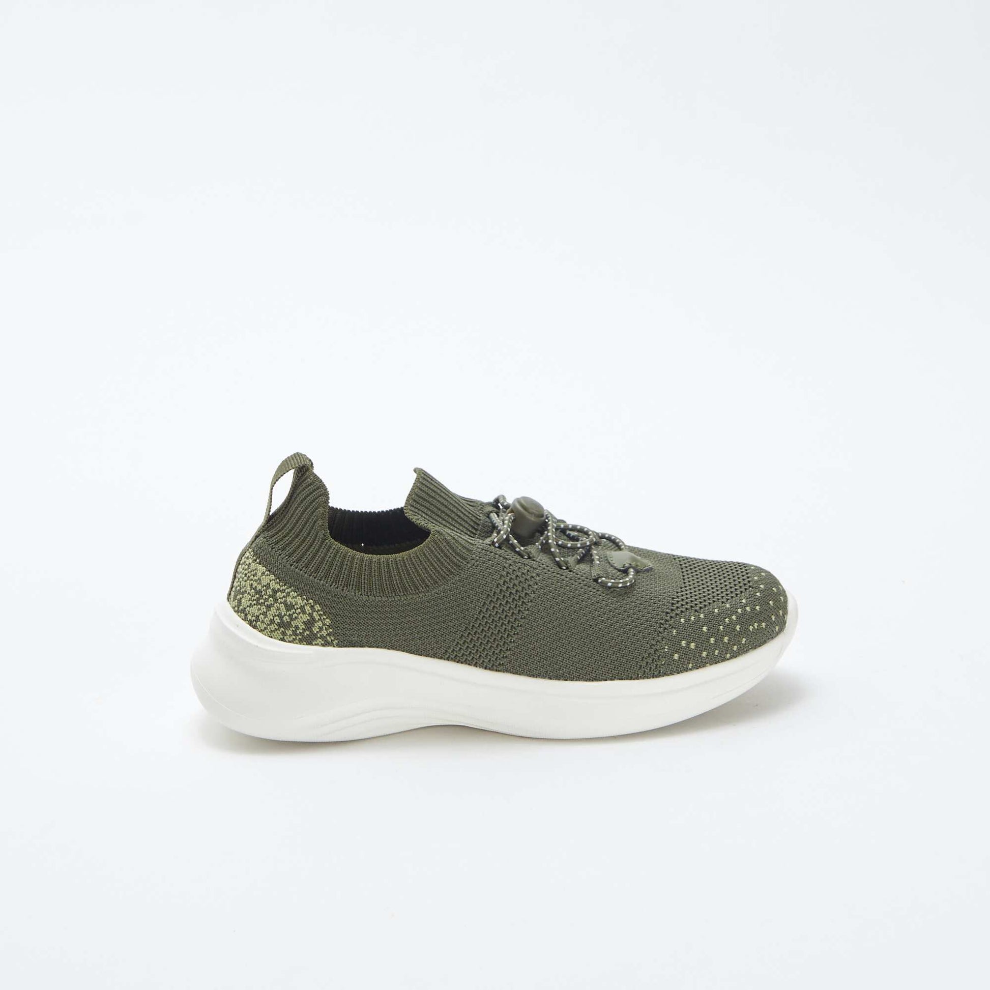 Baskets de running avec lacets élastiques KAKI