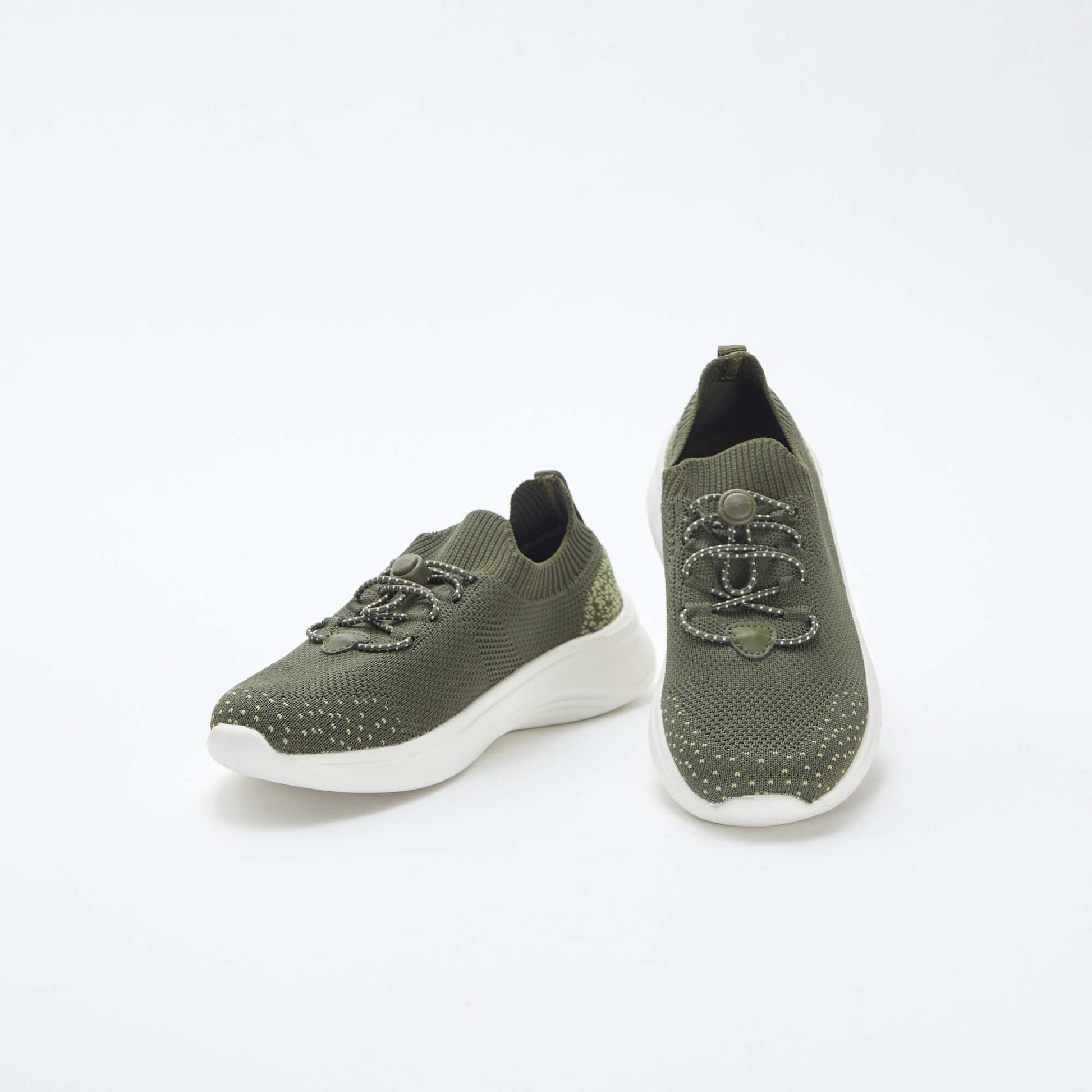 Baskets de running avec lacets élastiques KAKI