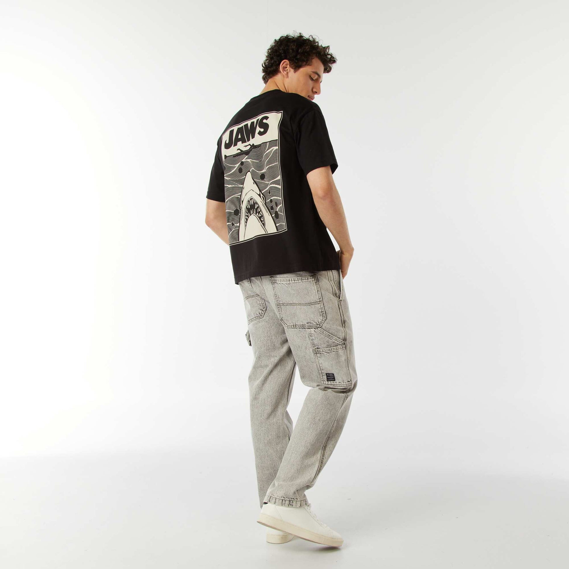 T-shirt 'Jaws' 'Les dents de la mer' manches courtes NOIR