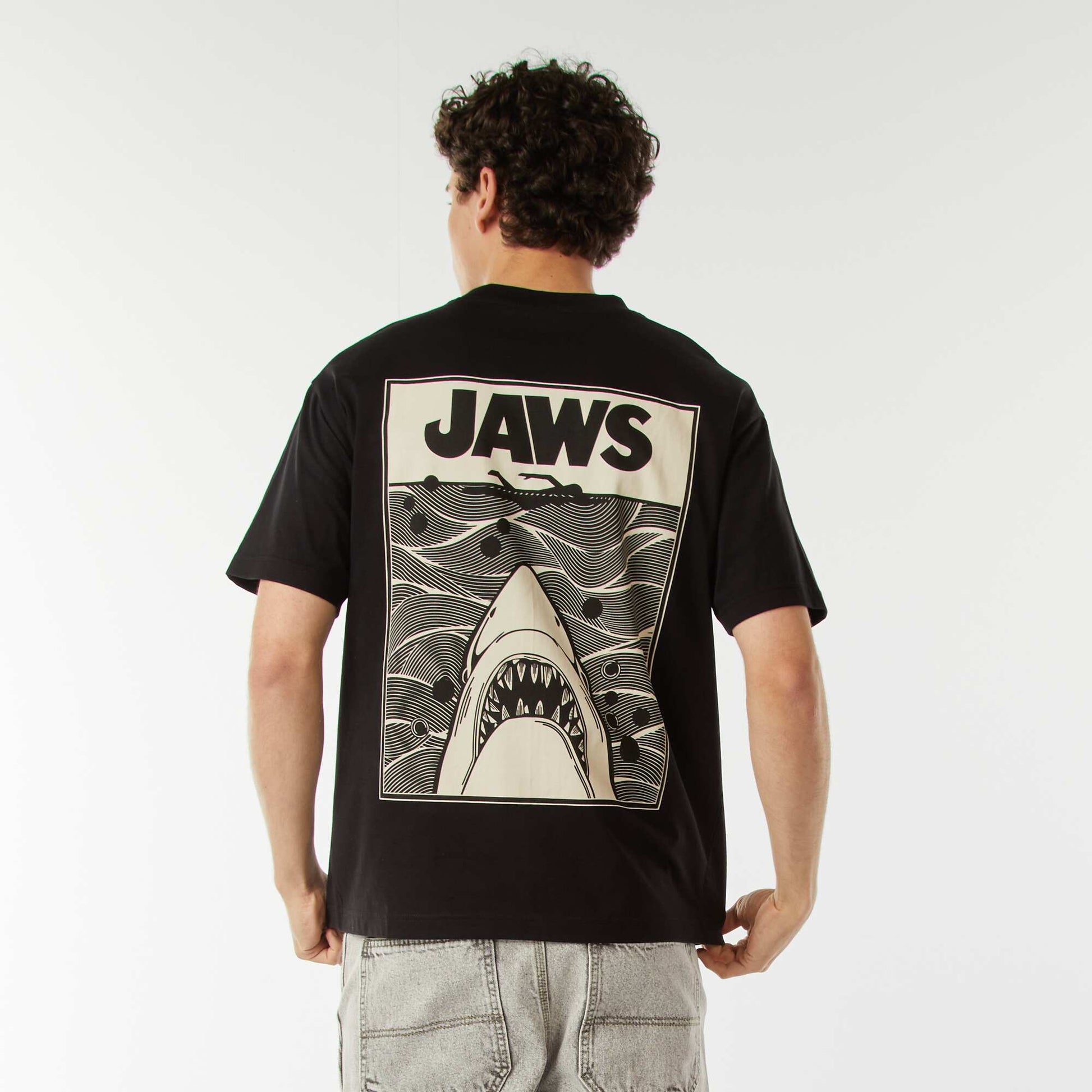 T-shirt 'Jaws' 'Les dents de la mer' manches courtes NOIR