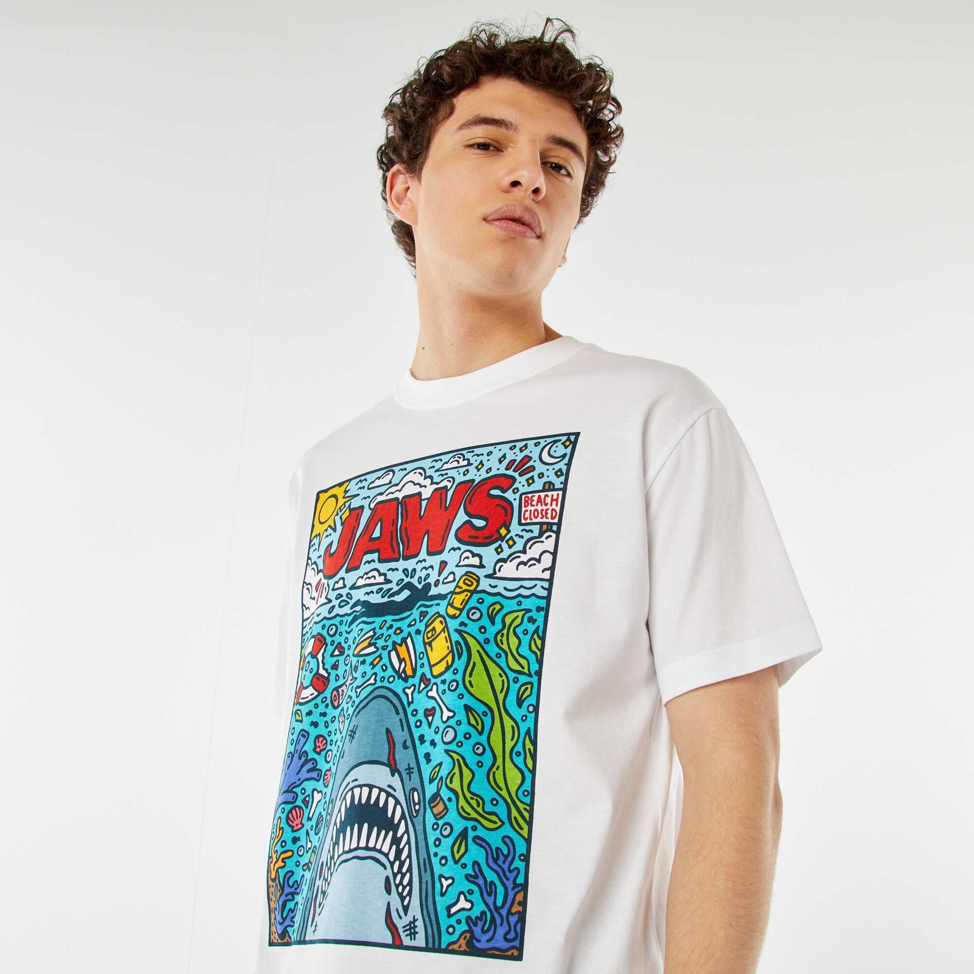 T-shirt 'Jaws' 'Les dents de la mer' manches courtes BLANC