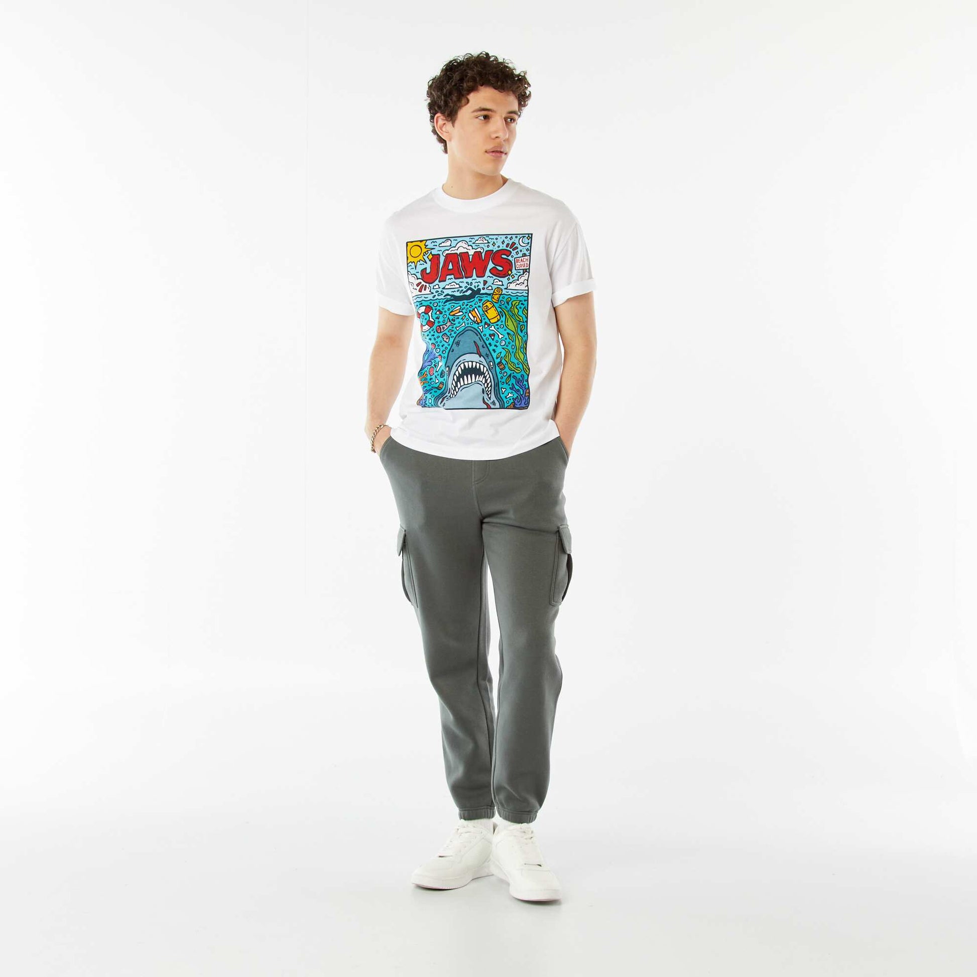T-shirt 'Jaws' 'Les dents de la mer' manches courtes BLANC