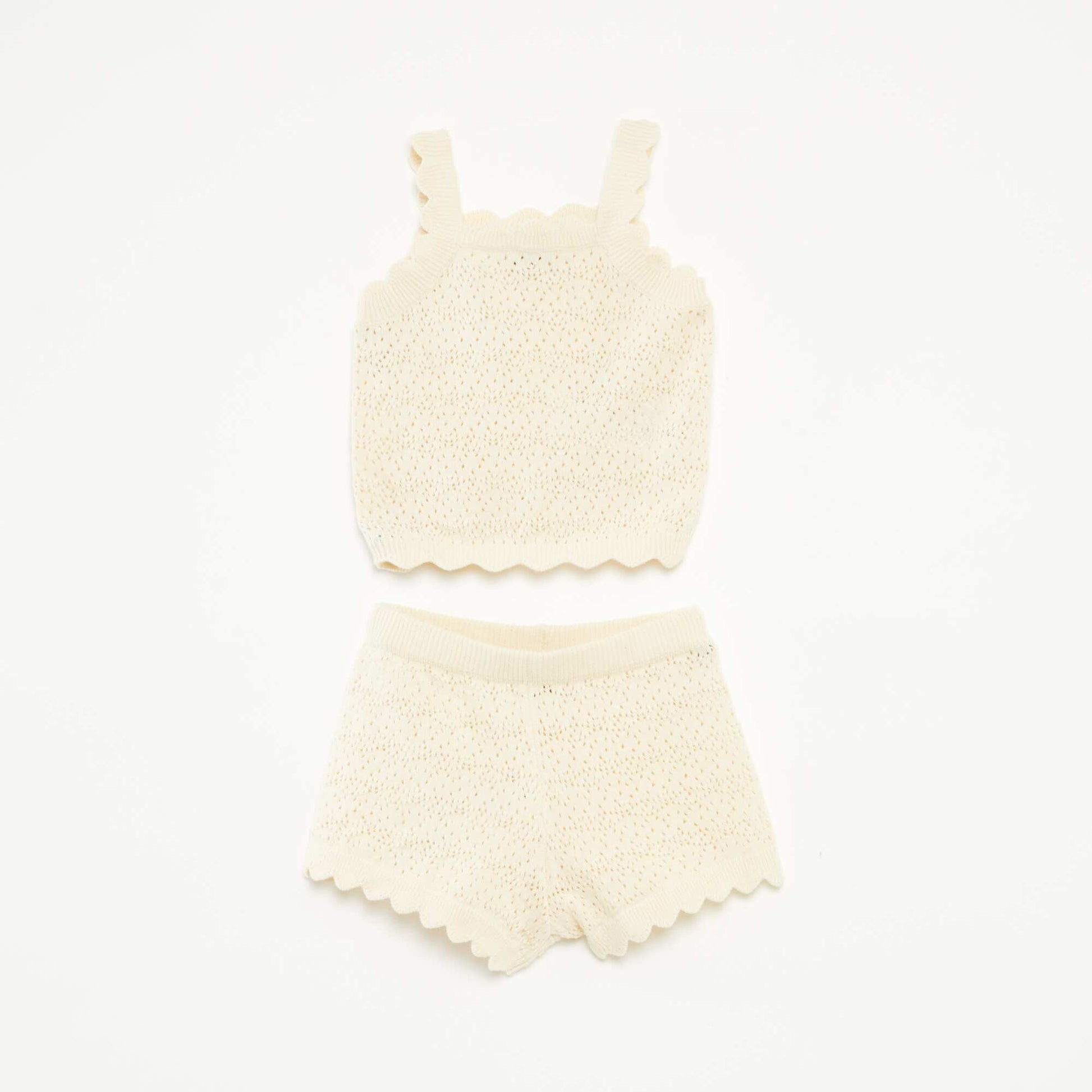 Ensemble débardeur + short en crochet - 2 pièces BLANC