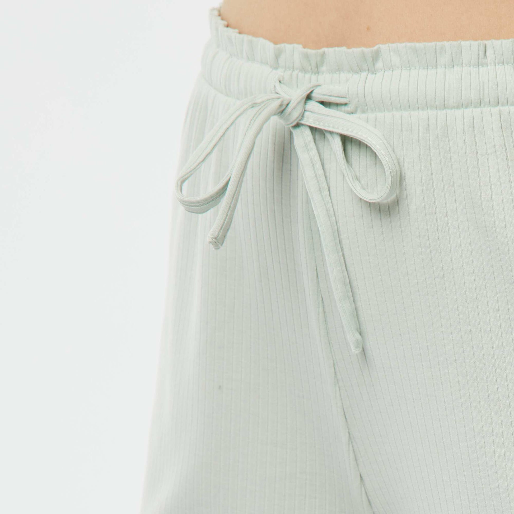 Pyjama short 2 pièces en maille côtelée BLEU CIEL