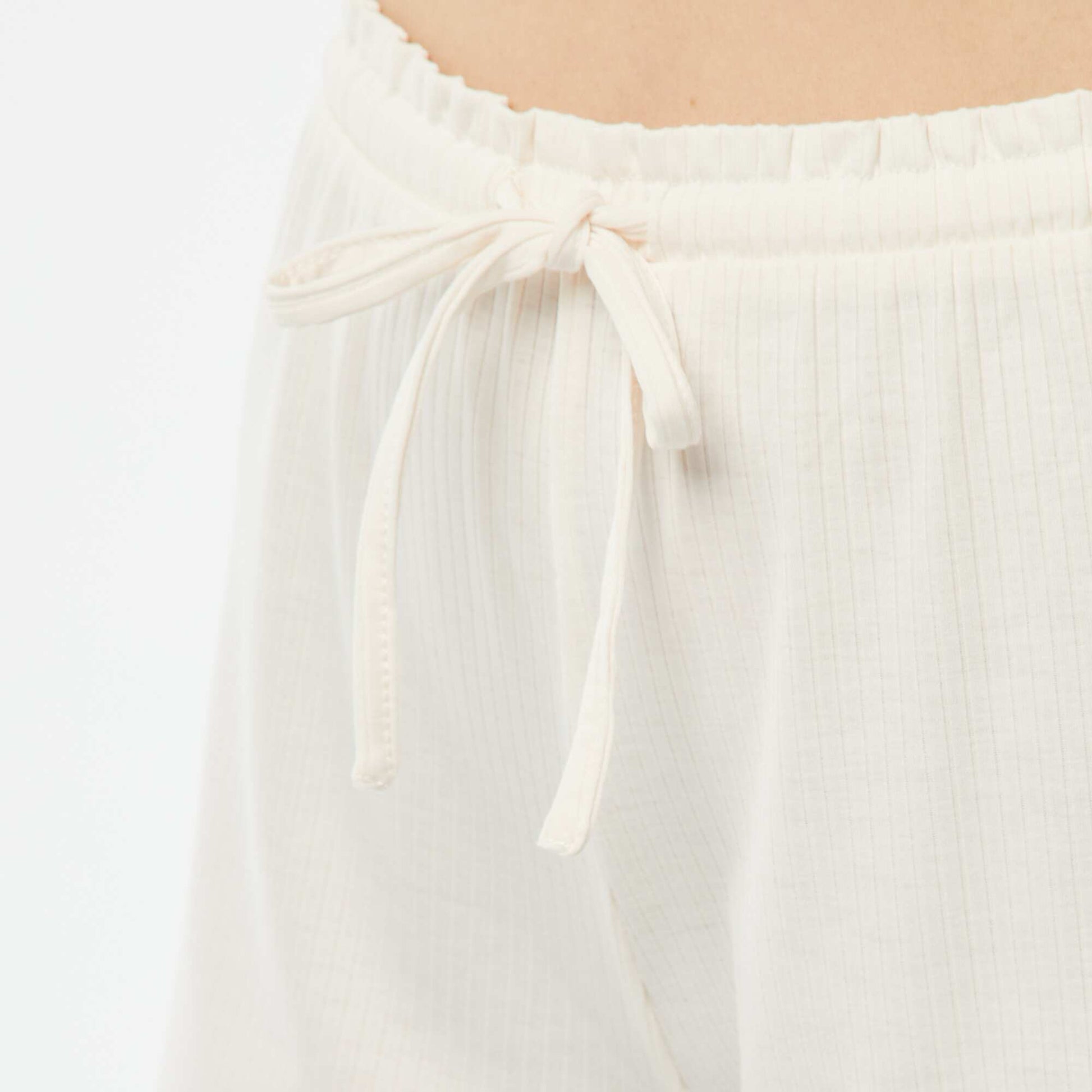 Pyjama short 2 pièces en maille côtelée CRèME