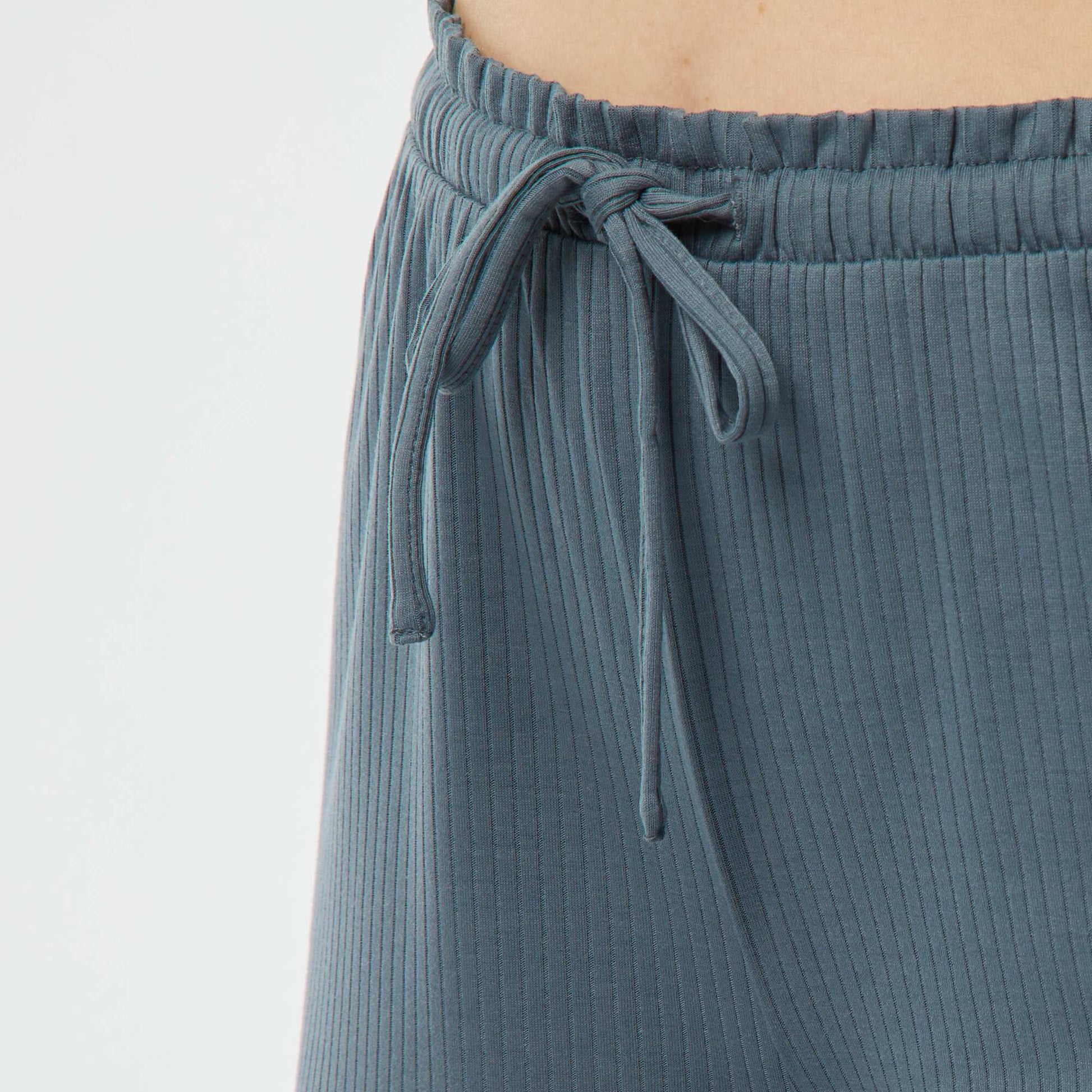 Pyjama short 2 pièces en maille côtelée BLEU GRIS