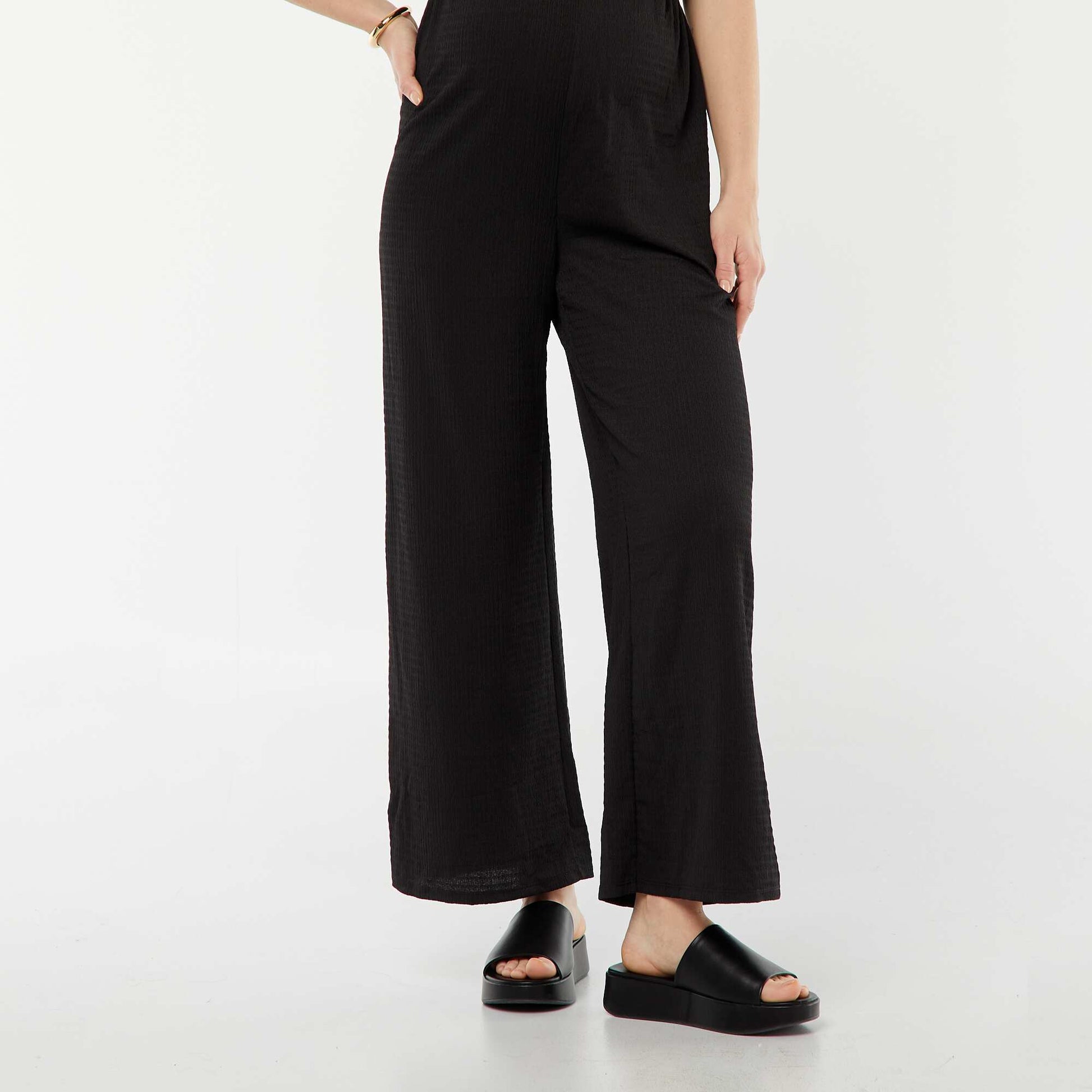 Pantalon grossesse droit en maille crêpe NOIR