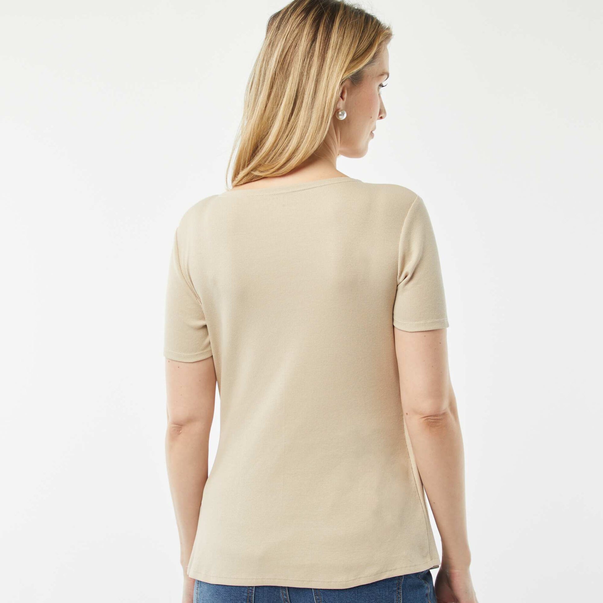 T-shirt cache-cœur d'allaitement BEIGE