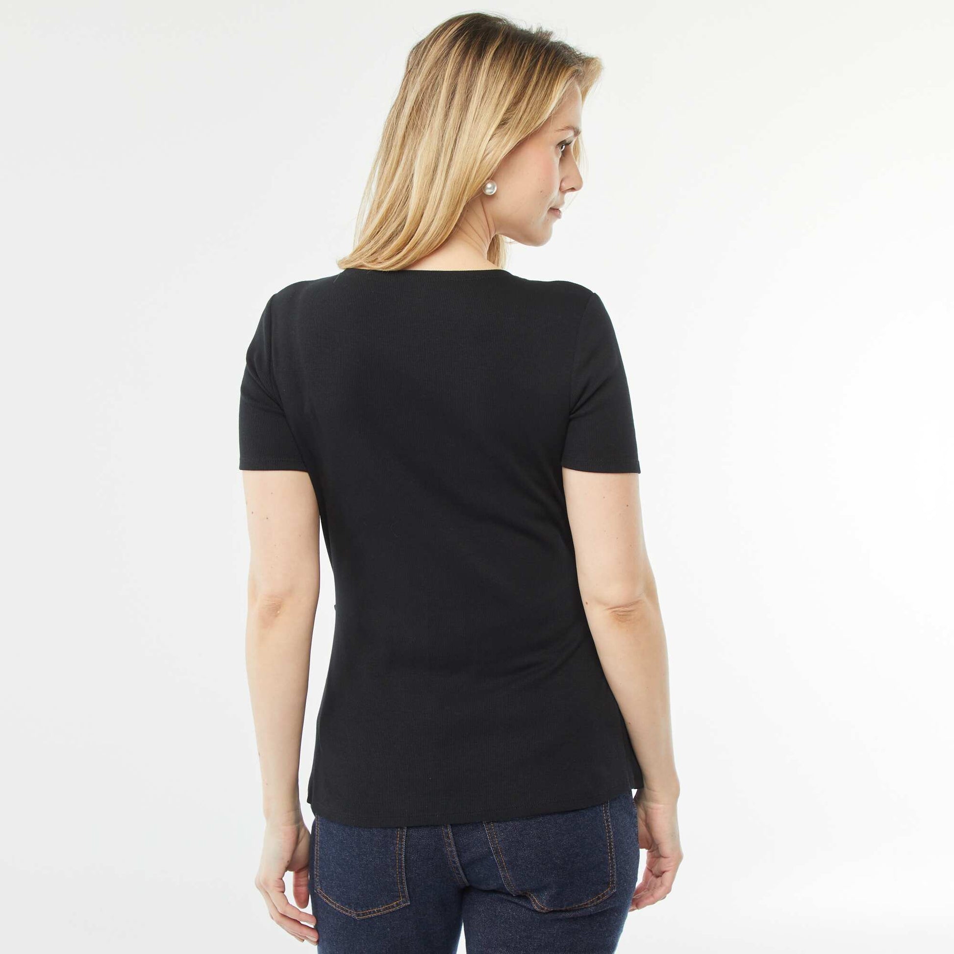 T-shirt cache-cœur d'allaitement NOIR