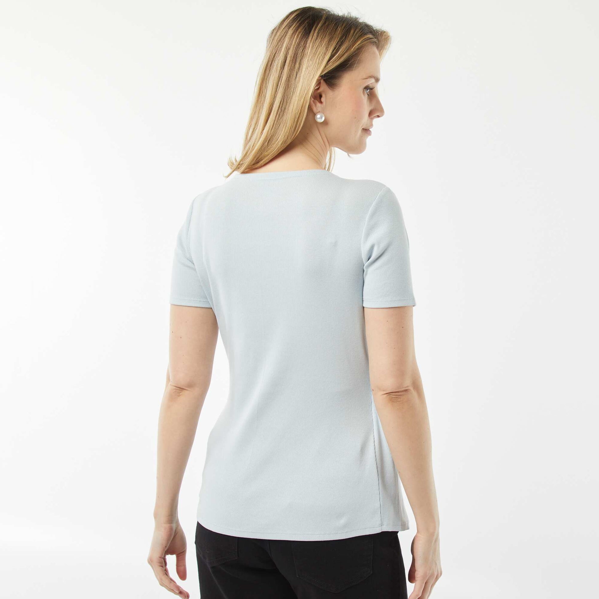 T-shirt cache-cœur d'allaitement BLEU
