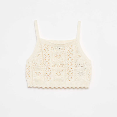 Top uni en crochet BLANC