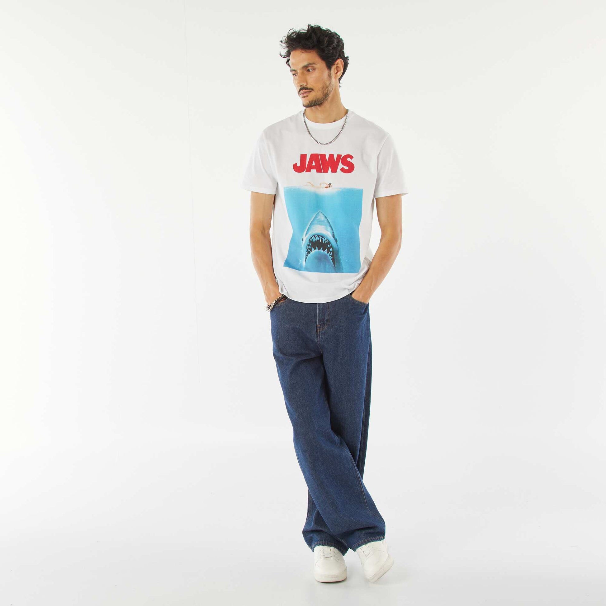 T-shirt 'Jaws' 'les dents de la mer' manches courtes BLANC