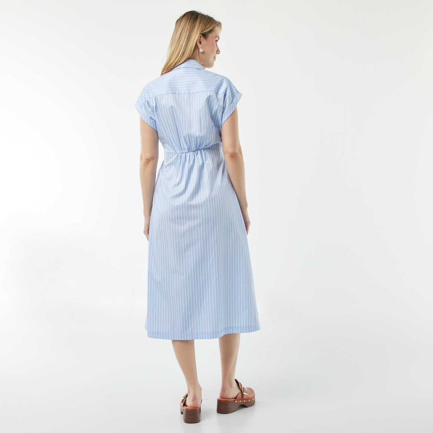 Robe chemise à nouer de maternité BLEU