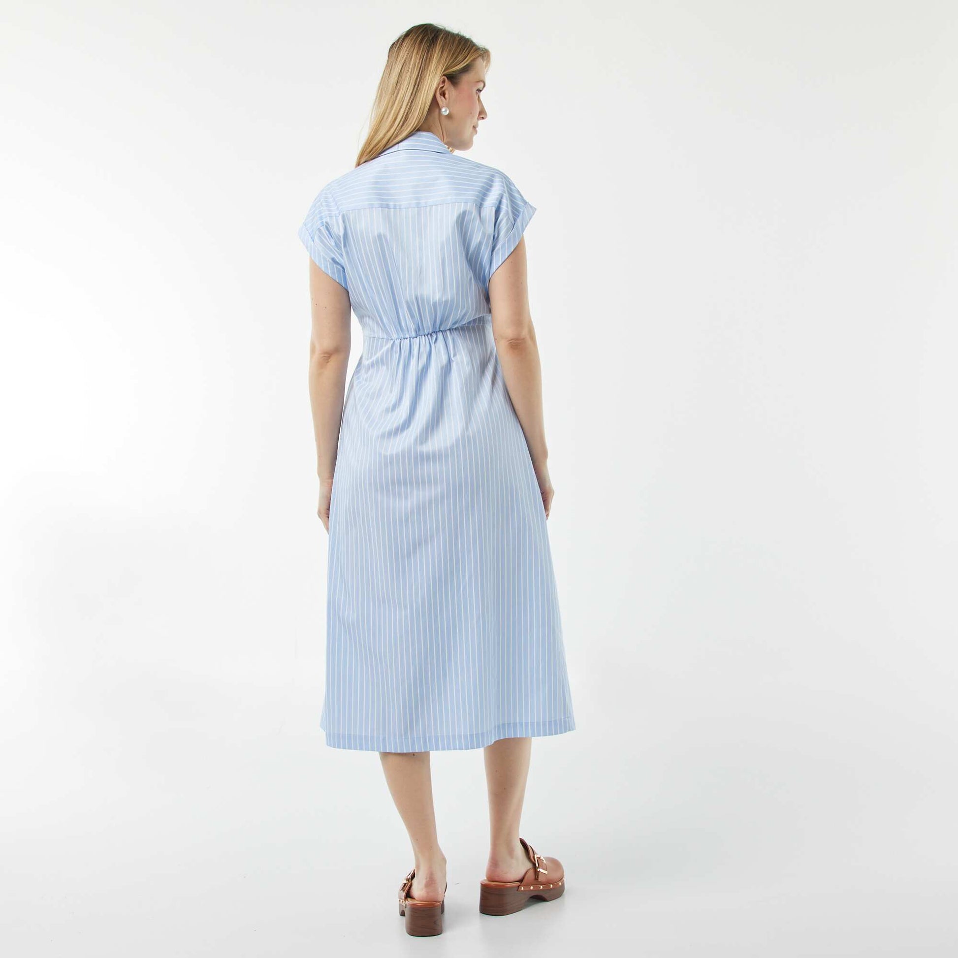 Robe chemise à nouer de maternité BLEU