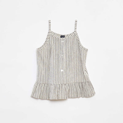 Débardeur à fines bretelles en maille crêpe BEIGE RAYé