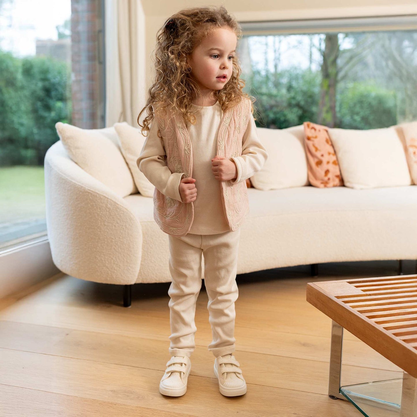 Ensemble t-shirt + legging + veste sans manches - 3 pièces BLANC