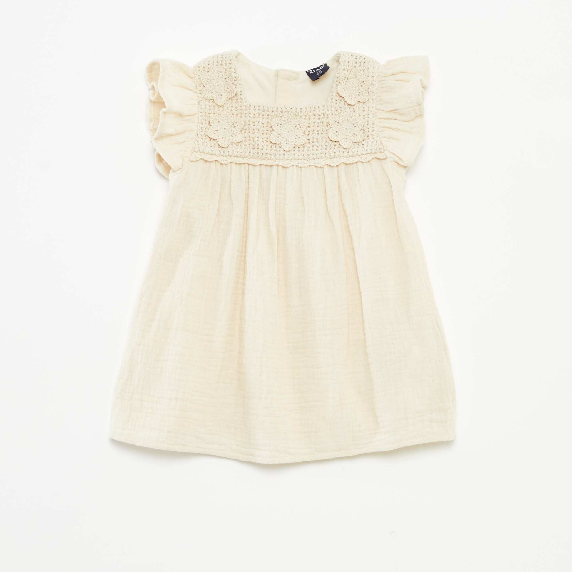Robe crochet en gaze de coton BLANC