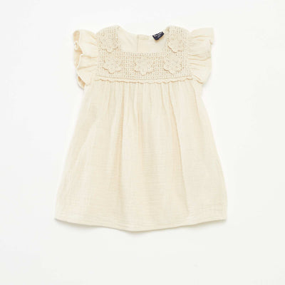 Robe crochet en gaze de coton BLANC