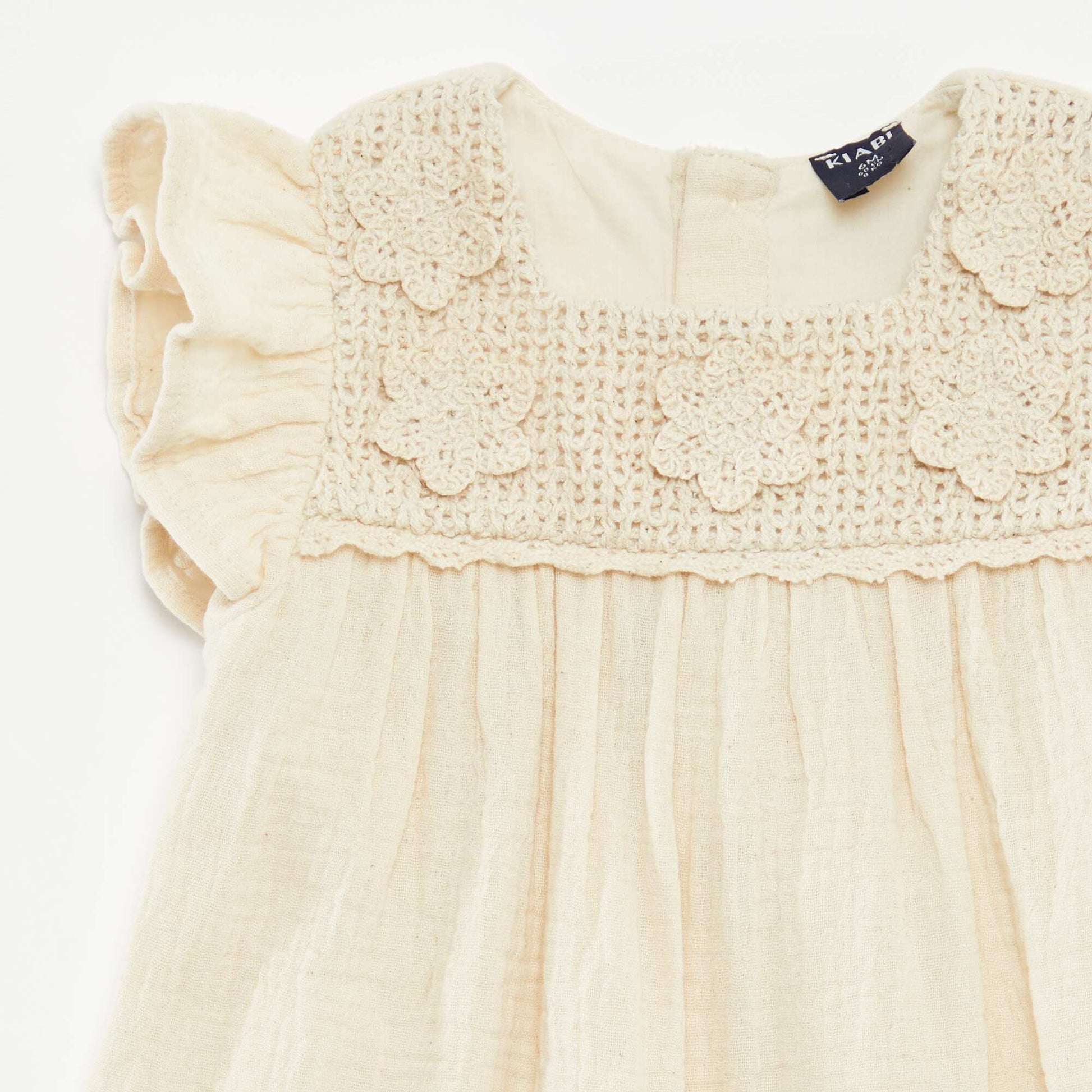 Robe crochet en gaze de coton BLANC