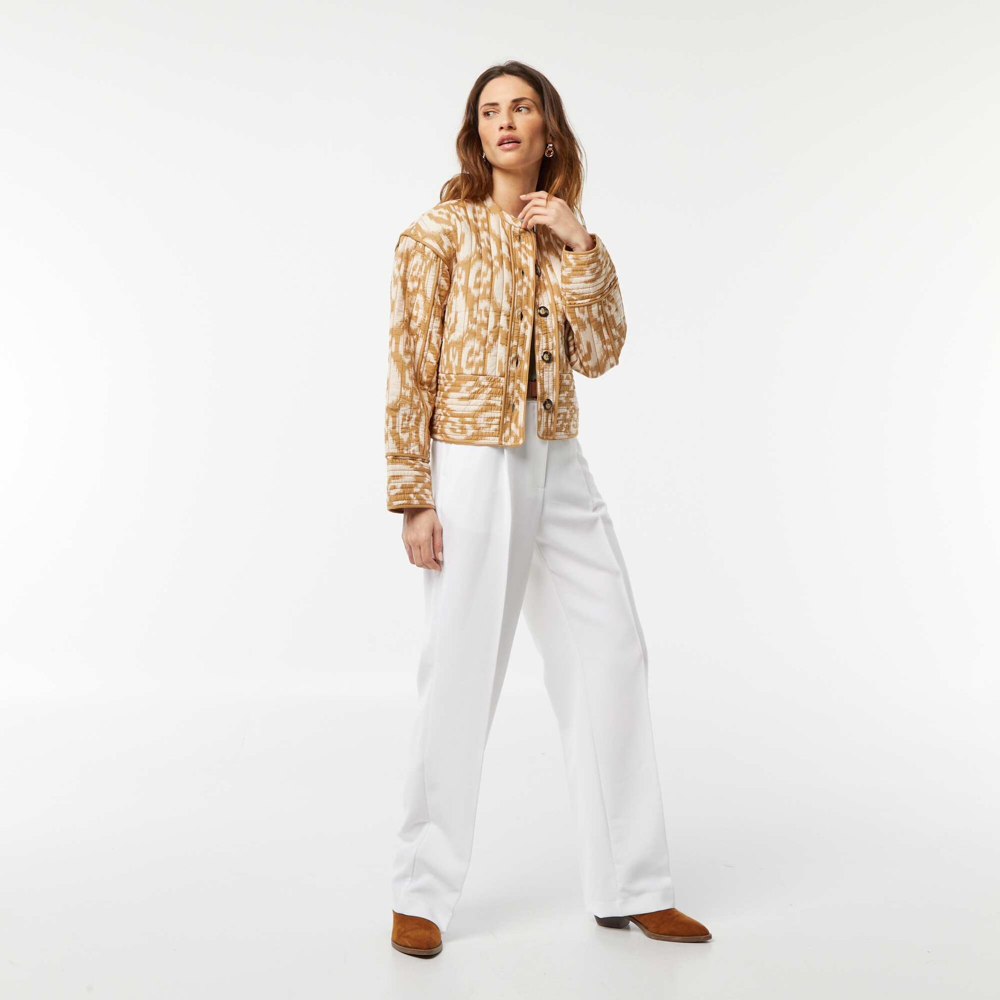 Veste matelassée imprimée BEIGE