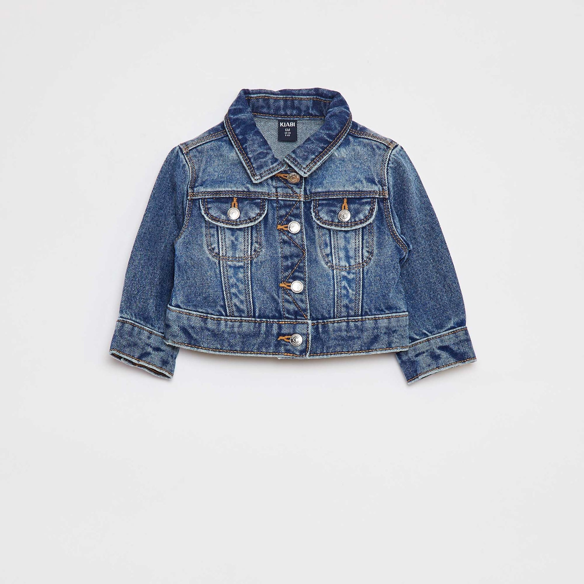 Veste denim avec ouverture pressionnée BLEU
