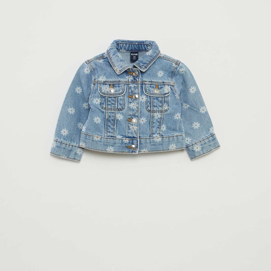 Veste denim avec ouverture pressionnée BLEU