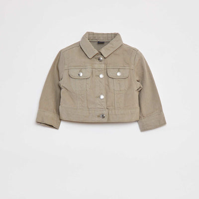 Veste denim avec ouverture pressionnée VERT