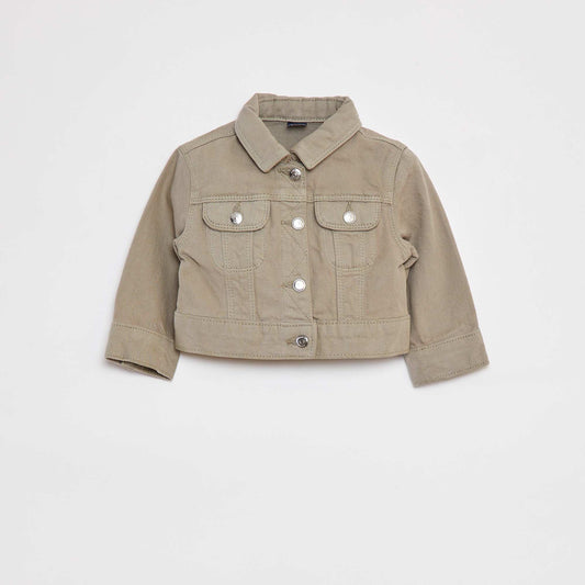 Veste denim avec ouverture pressionnée VERT